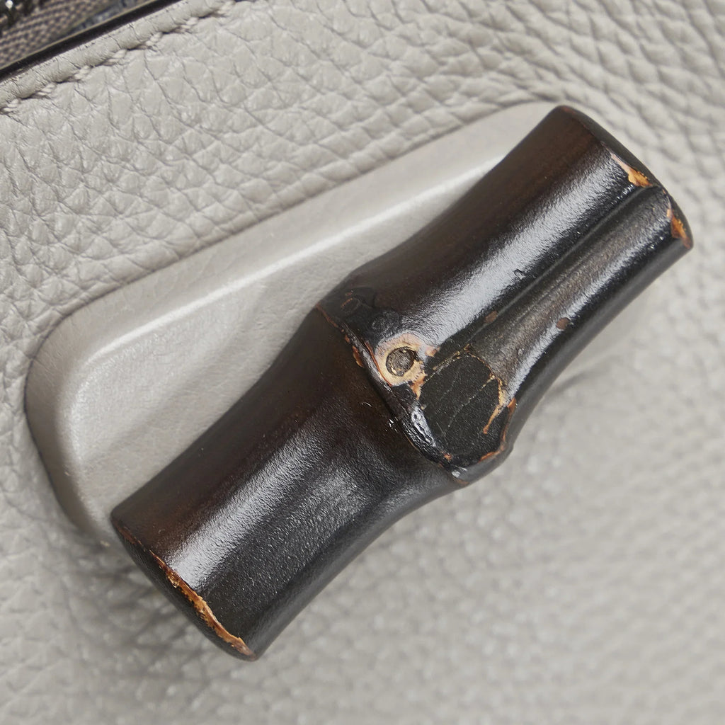 Bamboo Satchel Gray Leather Authenticated (Good) Daily Pre-Owned Medium Calf Unisex Gucci
