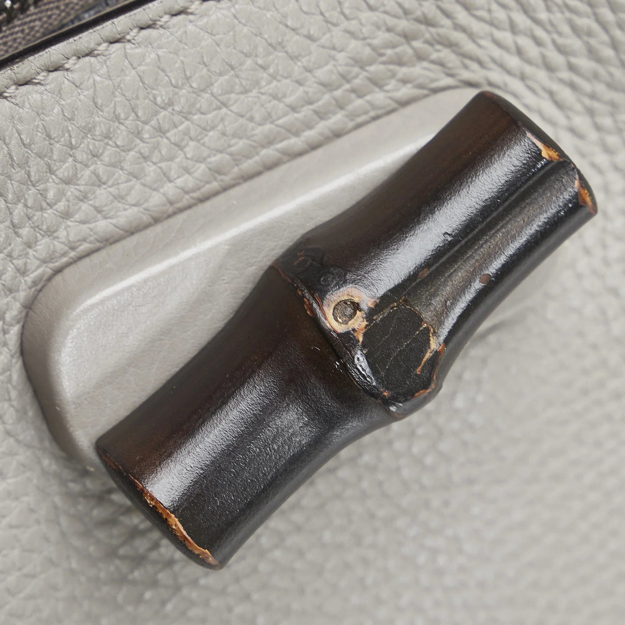 Bamboo Satchel Gray Leather Authenticated (Good) Daily Pre-Owned Medium Calf Unisex Gucci