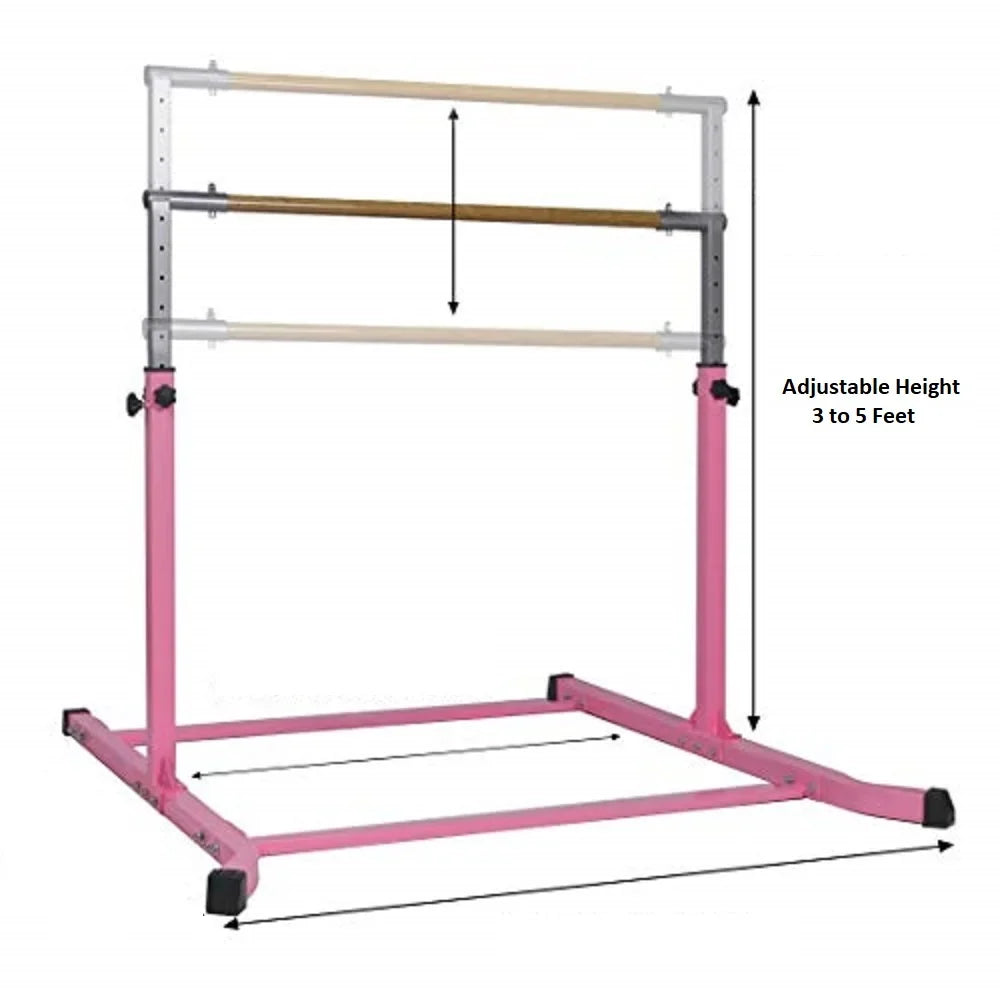 Pro-Gymnastics Expandable Bar 13 (Pink) Kip Horizontal Asymmetric Cushioned Gymnastic Bar & to 5 Legs FT Gymnastics Level Junior Training Bar Bar 3 Curved Height Bar Adjustable High
