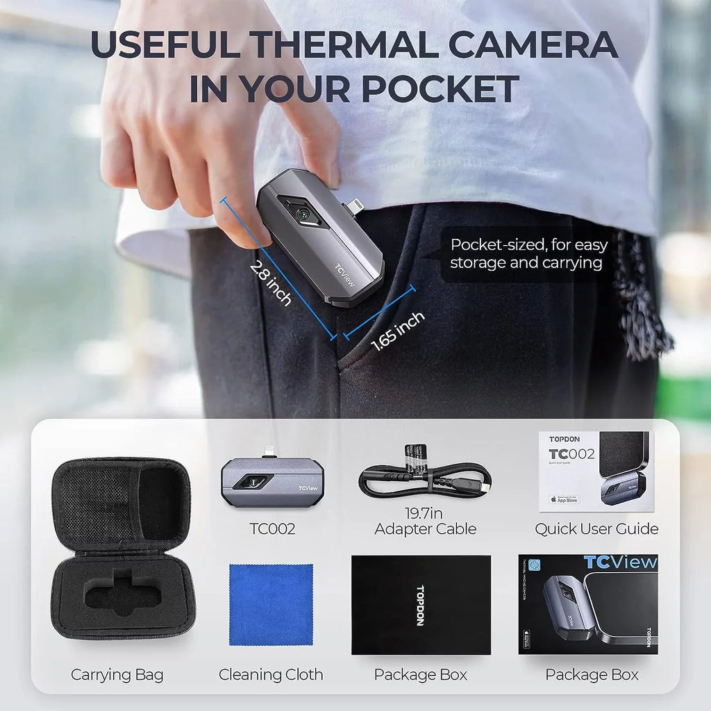 Thermal Sensitivity -4F~1022F Thermal & Camera, Thermal TC002 Camera x 192 40mk 256 Imaging Range Temperature iOS IR Resolution High iPad) (iPhone TOPDON for