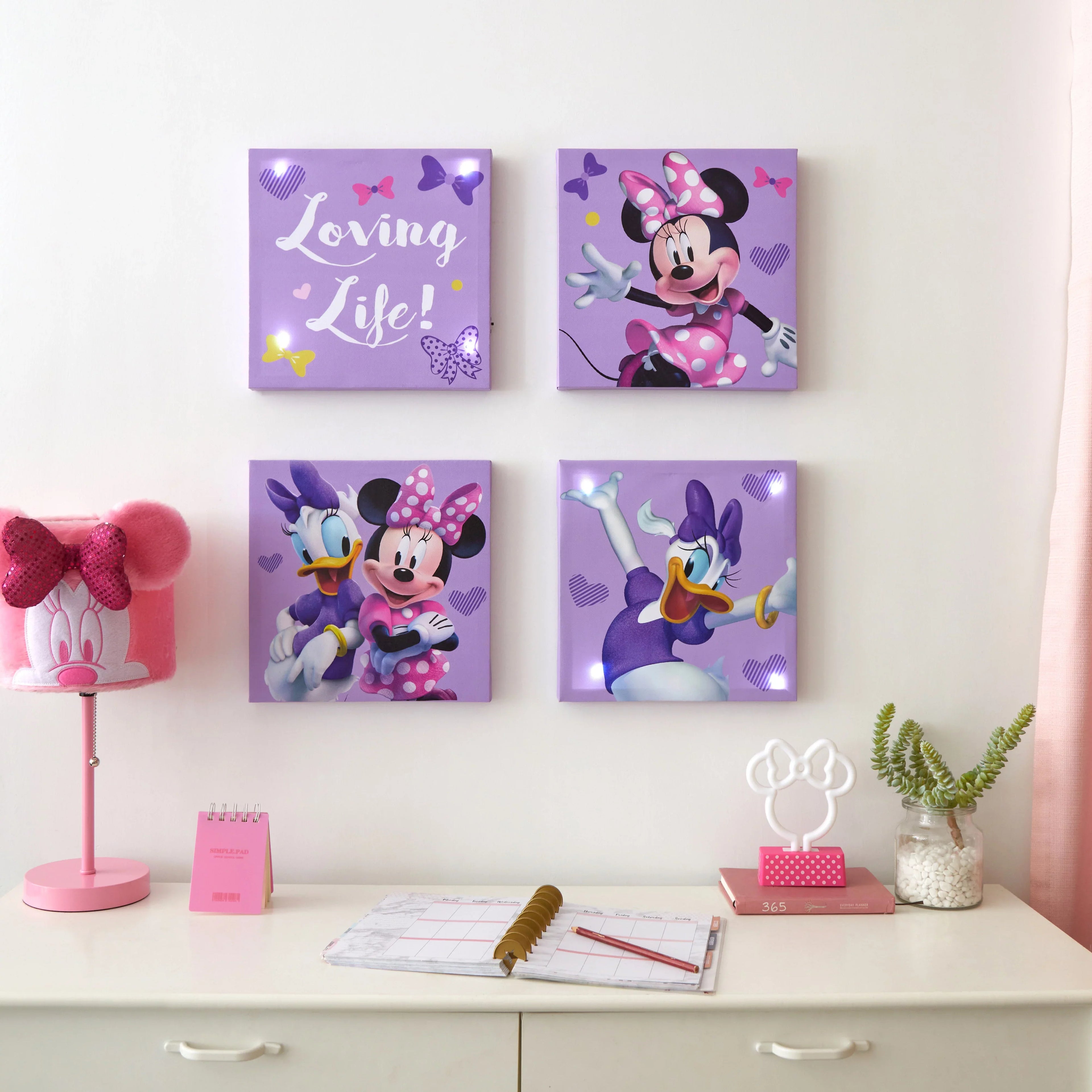 Art Wall Canvas 4 Pink Mouse Pack Children's Minnie Disney