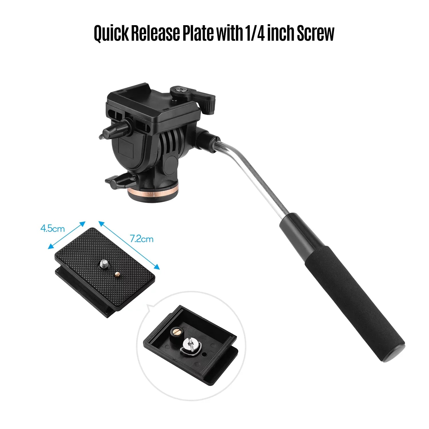 6kg 1 Compatible Professional Tripod Pan Video Release Drag Capacity 4 DSLR Plates Quick Load Inch Damping Fluid Camera with Head with Head Handle Docooler Cameras Camcorders