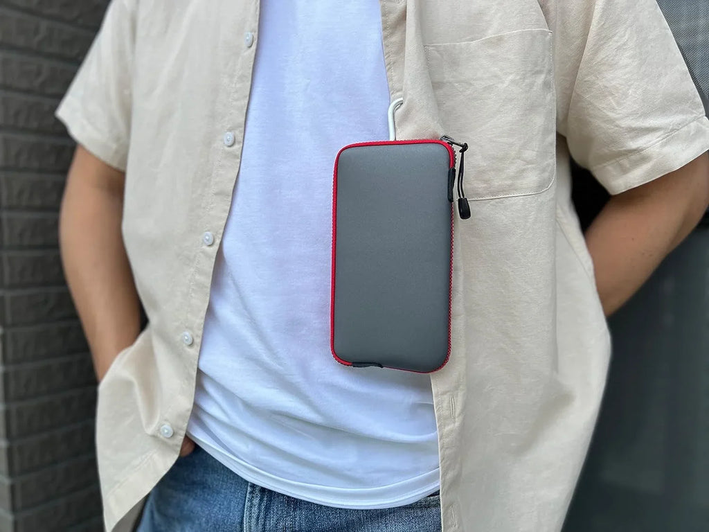 Phone Lightweight Phone iPhone for Bag, Sleeves Durable Inner Cell Zipper Opening, Thermal & Neoprene Carrying [GreyRed] Pouch, Pouch OneJoy Phone Large with Phone Protective Pocket Carrier