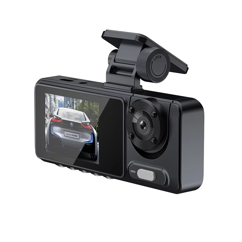 Multi-Language Andoer Clear Wide Car Dash Recorder Recorder Cam Video Safety Mirror Recording Angle Car Camcorder Camera Driving Car 3 Cameras Auto Rearview