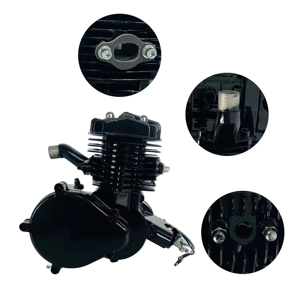 Motor Bicycle Air-Cooled Engine Bike Black Gas Petrol 2-Stroke 80cc Full Motorized Miumaeov Single Assembled Cylinder