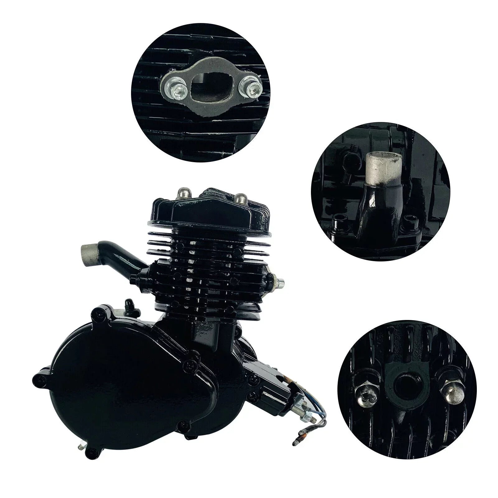 Motor Bicycle Air-Cooled Engine Bike Black Gas Petrol 2-Stroke 80cc Full Motorized Miumaeov Single Assembled Cylinder