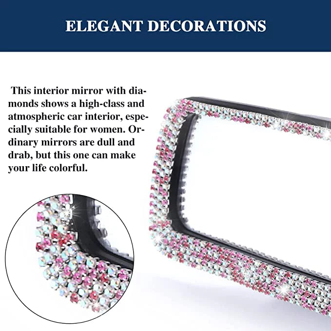 Car View Rear Rearview and Tee Women Car Decorations Glass, Accessories Car Mirror Interior Mirror, Bling with HD Bling Bling for
