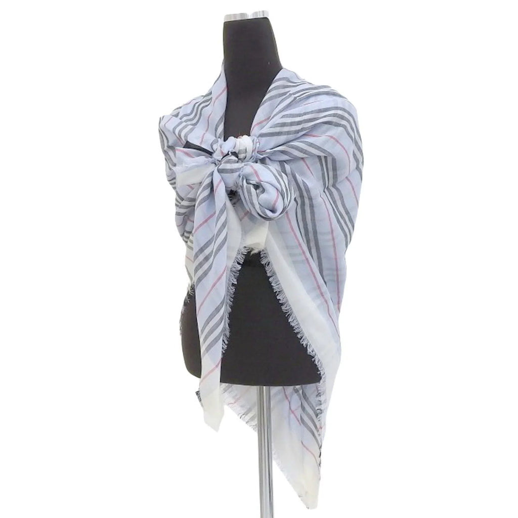 border New) (Like scarf Pre-Owned blue BURBERRY stripe silk wool light 80173691 Burberry