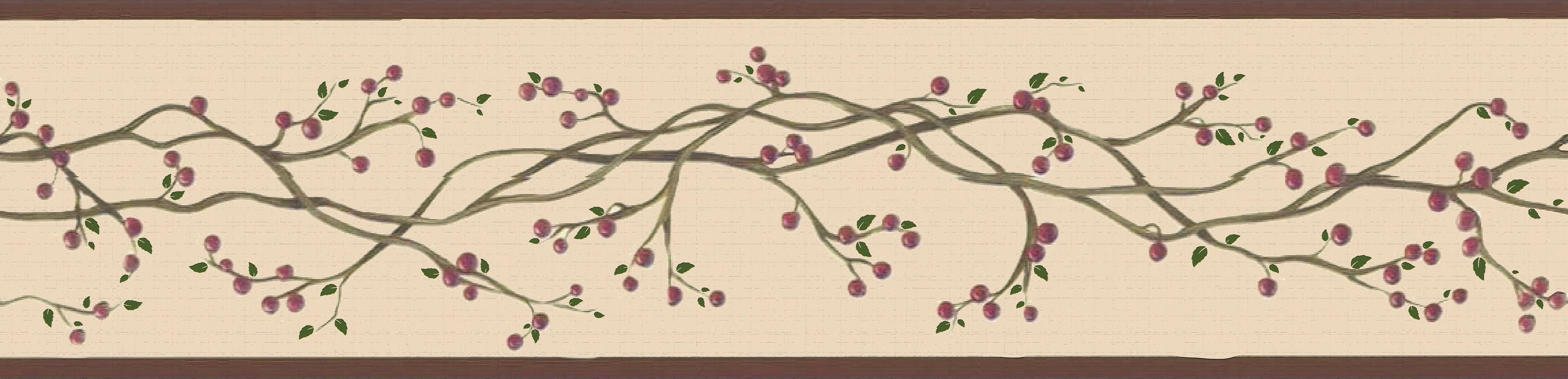 7 Deco on Peel Sepia Border Retro Red, Wallpaper Winterberries and Stick x ft 15 - Vine, in Dundee