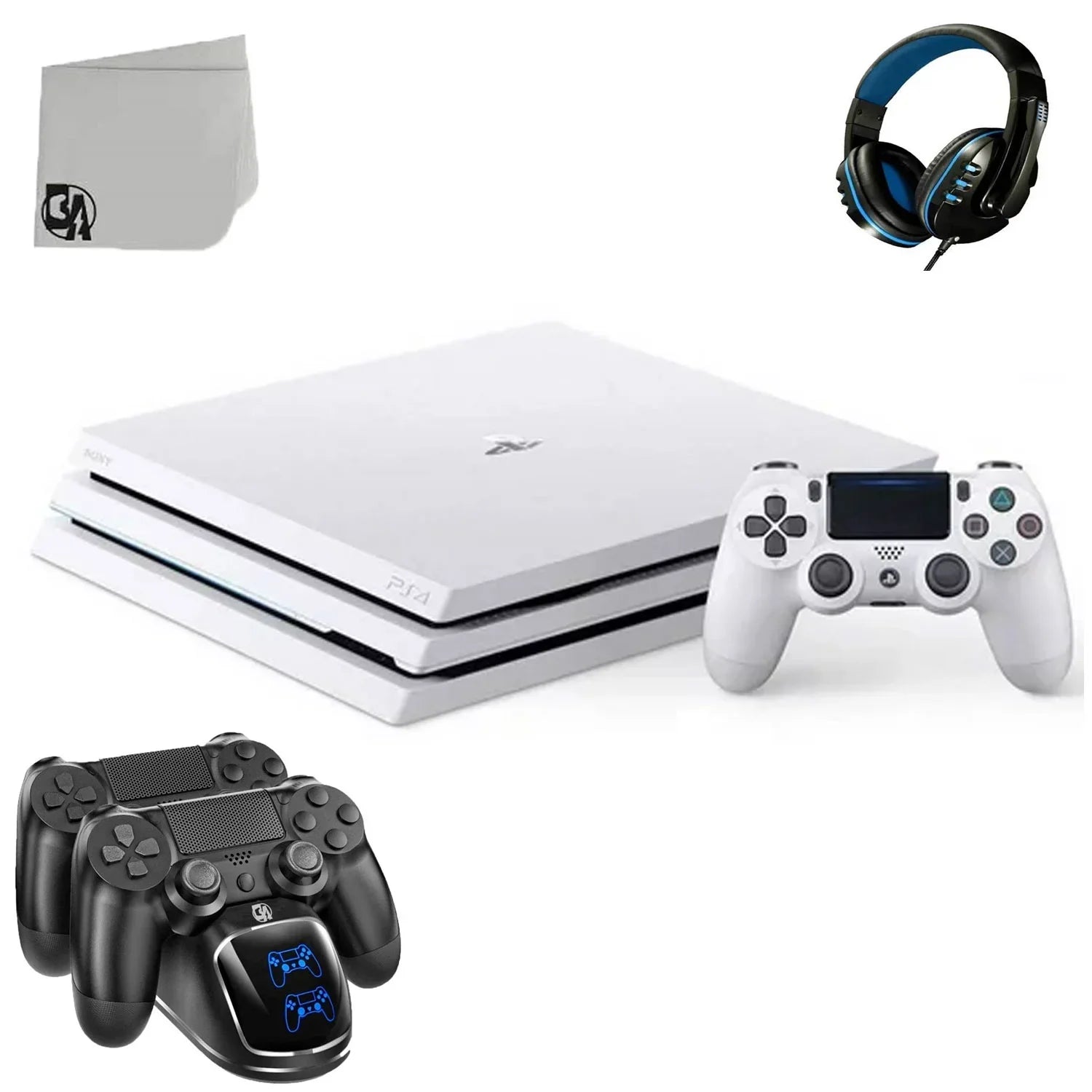 4 Gaming Bolt White Charging Headset Sony Pro with Dock PlayStation 1TB Pre-Owned Console Axtion