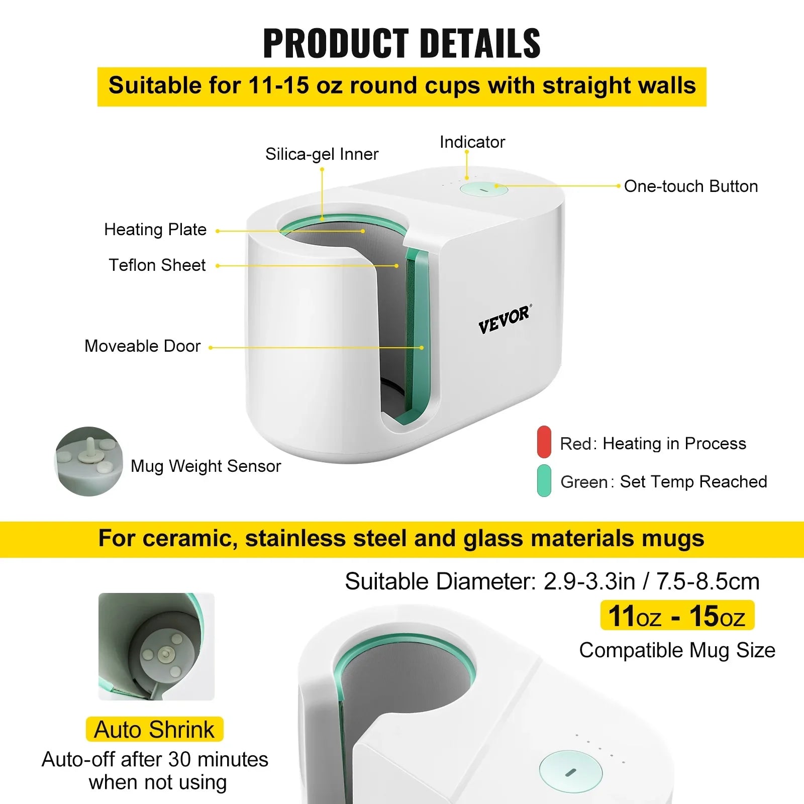 Cup Pro Machine DIY Transfer Press Presents with Coffee Friends Sublimation Printing Machine, Easy Gi 11-15oz, Press One-touch Automatic Mug Portable Press as VEVOR Presser Mug Mug Button, Heat Family