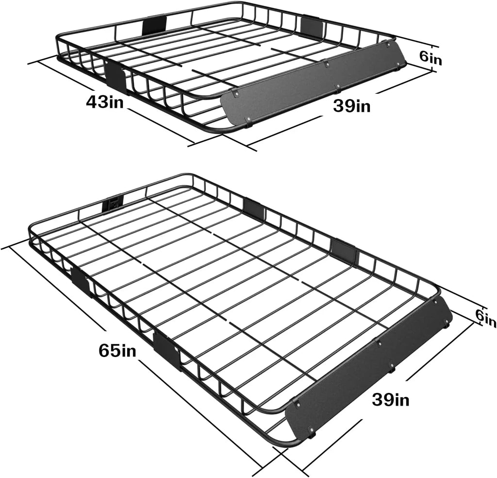 Holder Net, Luggage Basket Steel Rooftop 150lb Car Down Top Rack, 39" Cargo Bag, Waterproof Capacity, for Thten Duty Roof SUV, Tie Carrier Extension and Rack with Construction Heavy 64"x Strap,