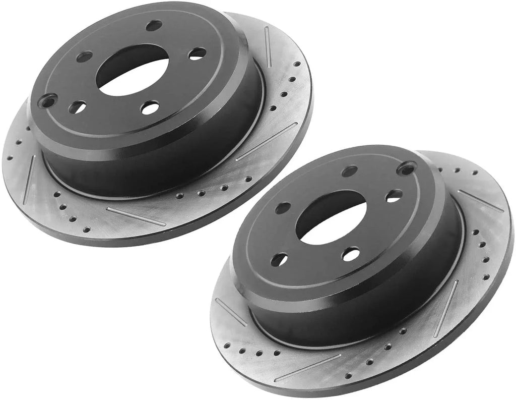 Patriot, Compass Drilled Dodge Lancer 262mm with Motors Brake Jeep & Slotted 200 Brake Rotor Rotors Chrysler Mitsubishi Avenger Caliber, Rear Afa Compatible Sebring,