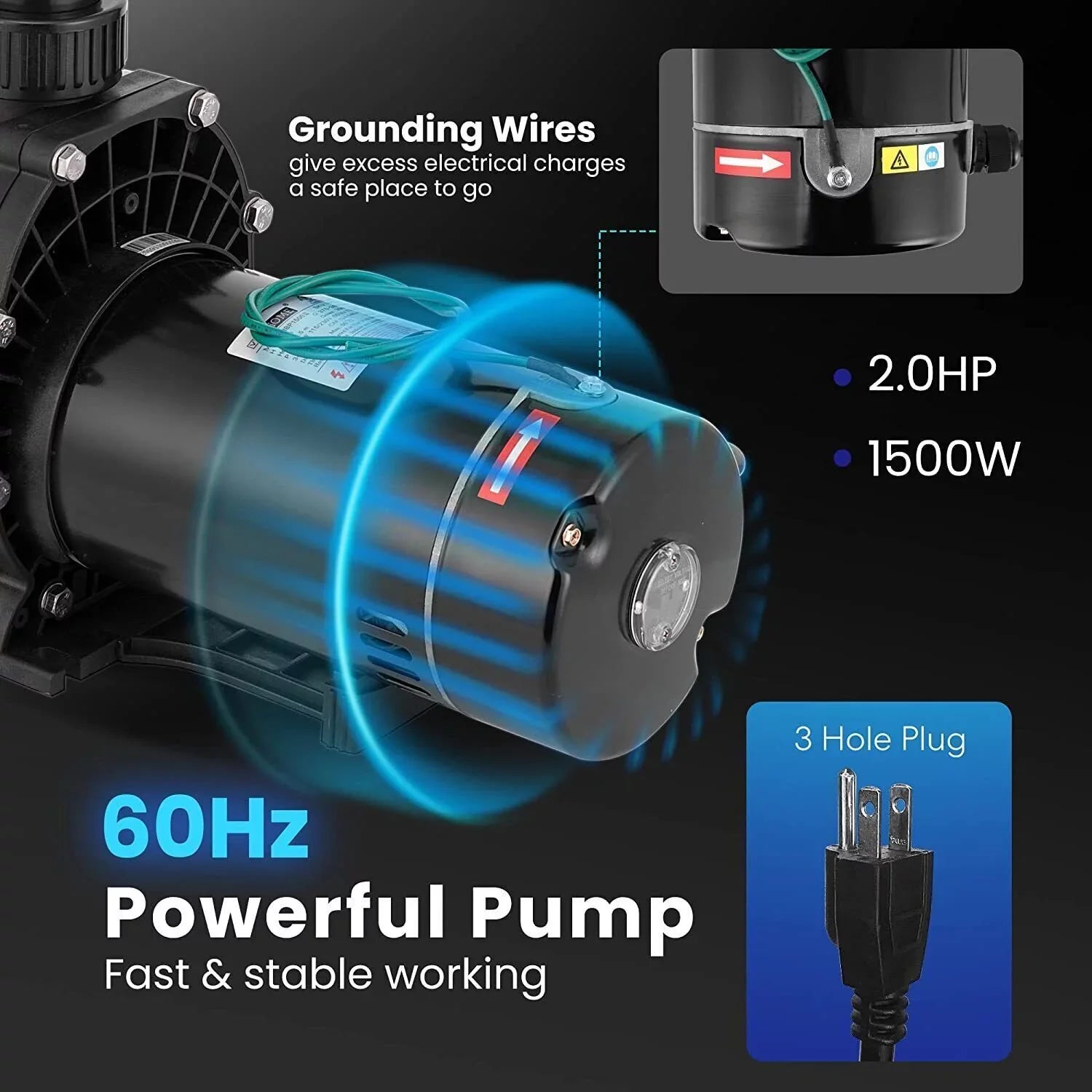 Denest Swimming Above Hbp1500¢¢ Inground/ 2.0hp Pump Ground Strainer 1500w with and Basket Pool Connectors