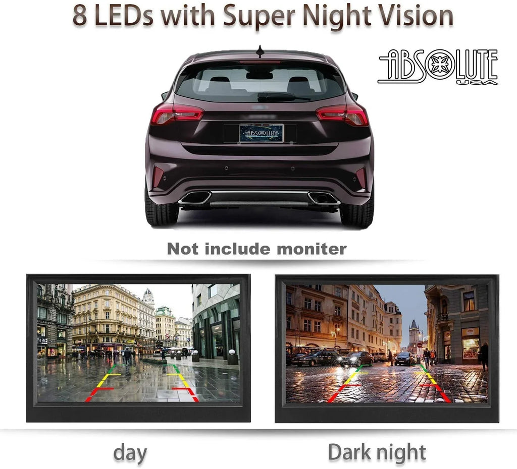 Night Waterproof Camera View 8 LED Universal Absolute CAM2100S Car Reversing Angle Camera, Rear Plate License Backup HD Chrome Viewing Vision 170¡ã License Sensitive Bright Plate High Camera