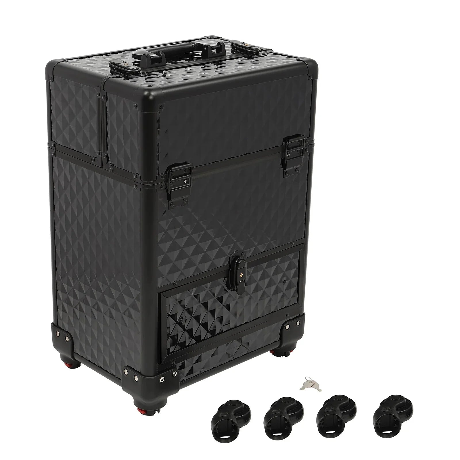 Trunk Case Rolling Nail Salon Cart Manicure Luggage Trolley Cosmetic Organizer Makeup Box Wheeled Storage Black Case Aiqidi Train