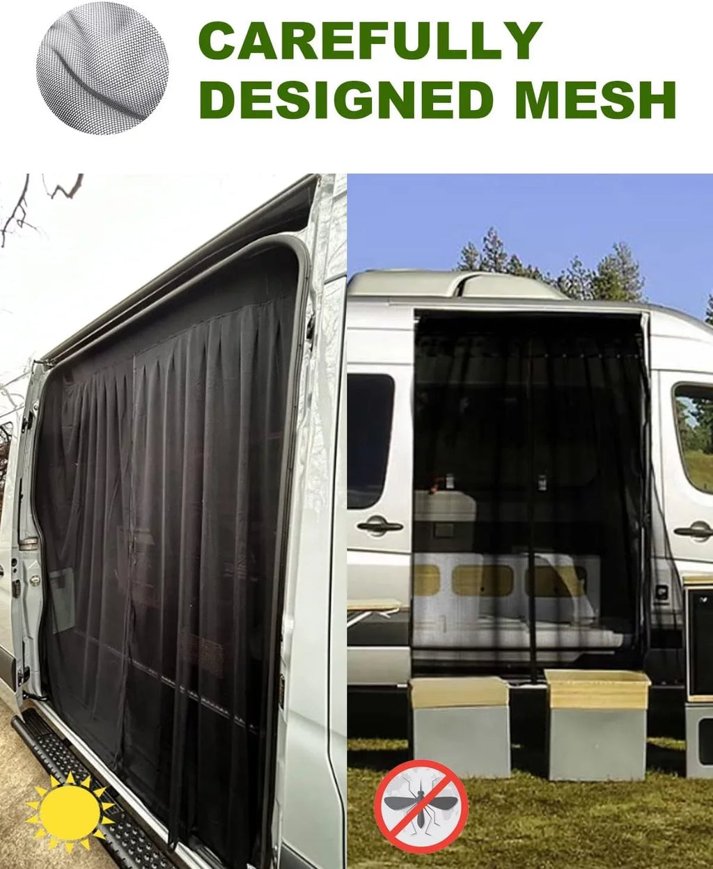 Transit, Side ELITEWILL Suitable Ford Sliding High Vehicles Van Door for Screen and Promaster, (Magnetic and Sprinter Bug Mid Other Benz Roof, Suction) Camping Mercedes