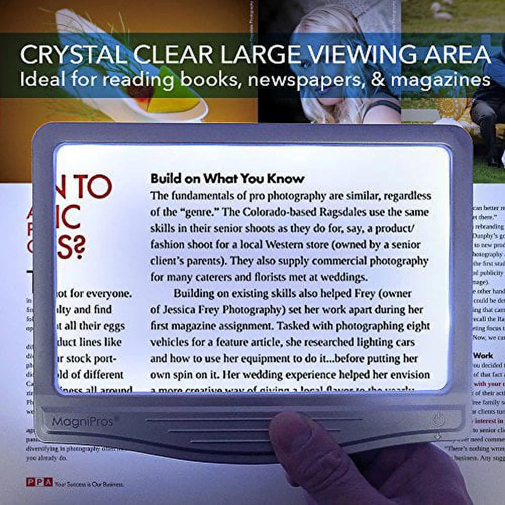 Aging Print, Eye Anti-Glare Lens Reading 5X for Small Vision Eyes, to LED Magnifier Page & Seniors Strain-Perfect Large Reduce & MagniPros Low for