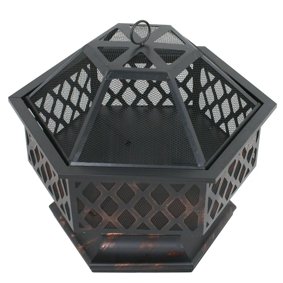 Lid, Backyard, Portable Burning 24¡¯¡¯ Pit W/Mesh Outdoor - Black Pire Wood Bonfire Hex-Shaped ZenSports