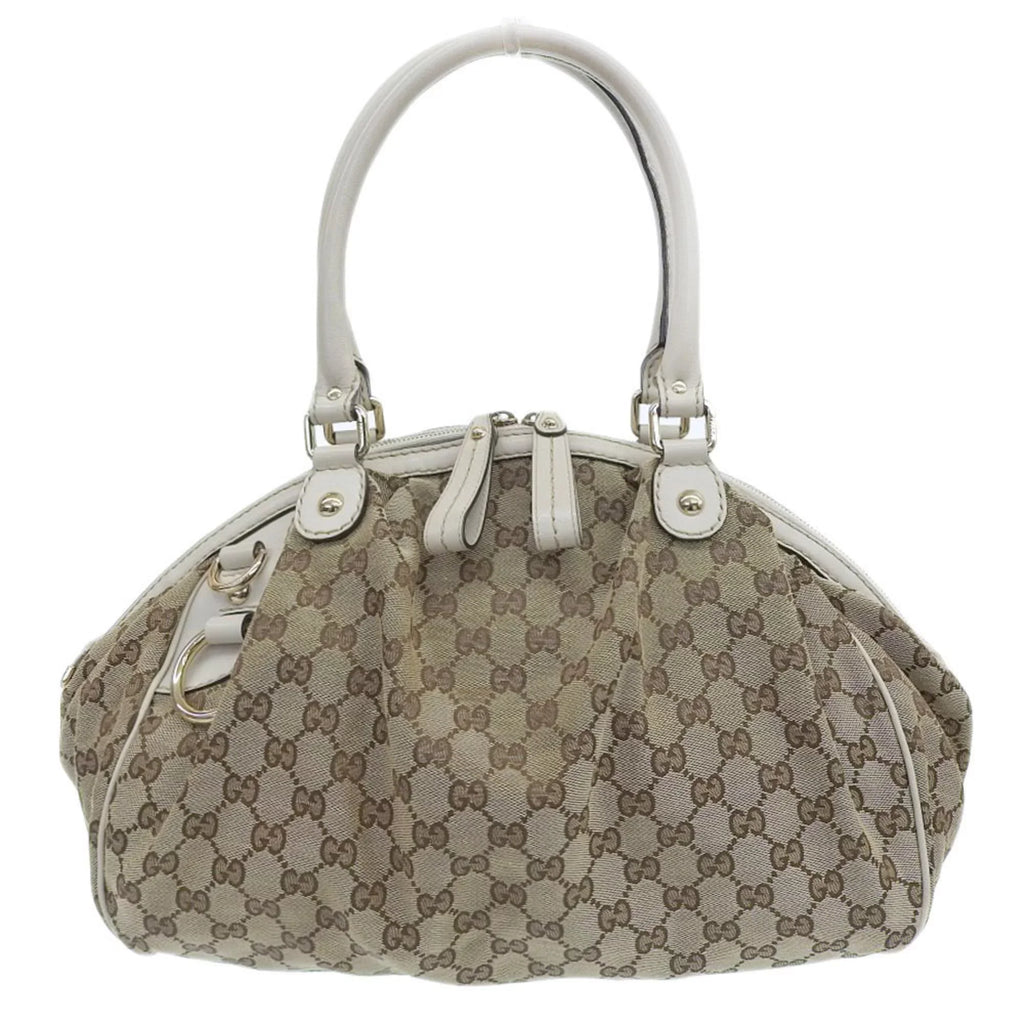 506631 canvas bag 223974 tote GG beige Pre-Owned Gucci handbag (Good) leather GUCCI