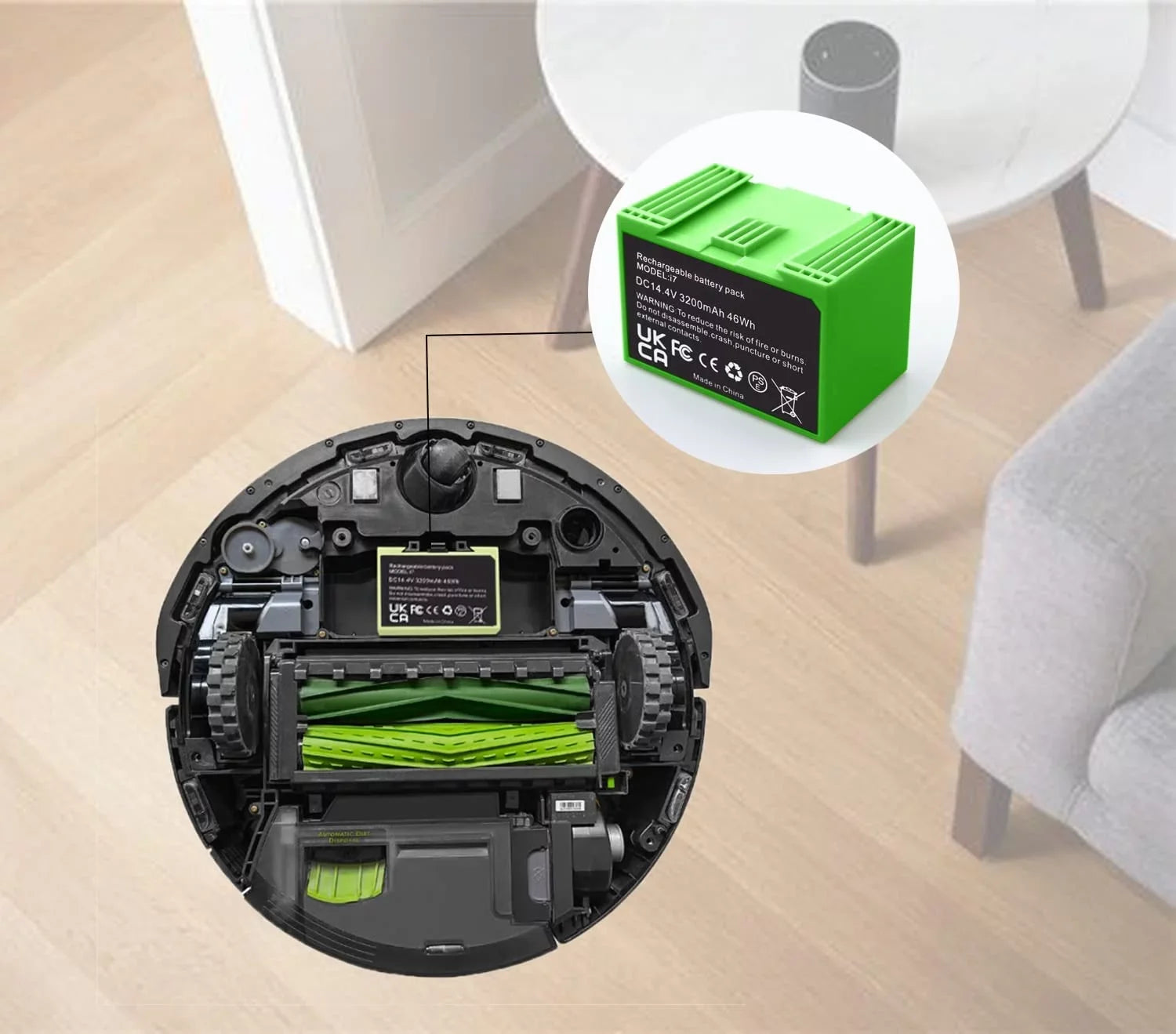 Ion i3+ i4 4552 e5150 i6 e5152 i7158 i Plus 3550 iRobot 4150 e5 7150 i7+ 7550 Roomba e e6198 3150 i3 I7 Lithium for i4+ e6 i8 and Battery Replacement