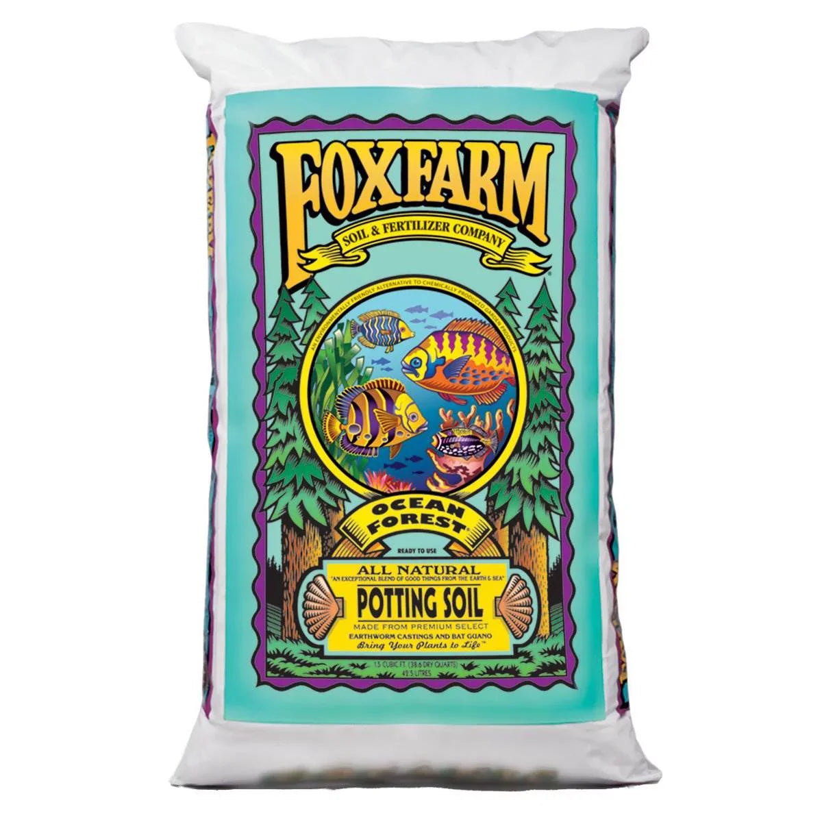 Cubic Foxfarm Feet, Pack pH, 3 Garden 1.5 Forest 6.3-6.8 Soil Potting Bags Ocean
