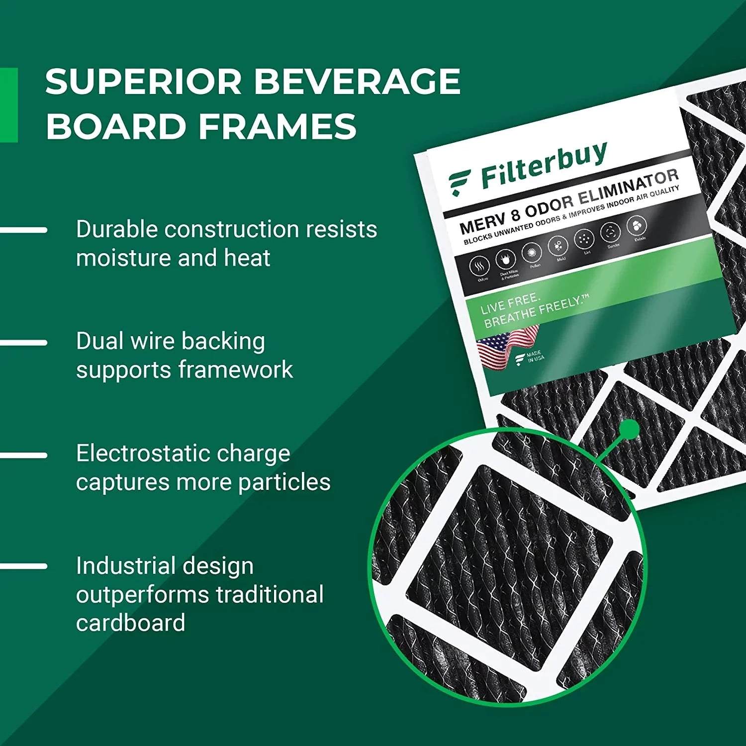 Carbon Furnace Pleated with (3-Pack) Filters Air MERV 8 Activated Odor 16x20x1 AC Eliminator Filterbuy HVAC