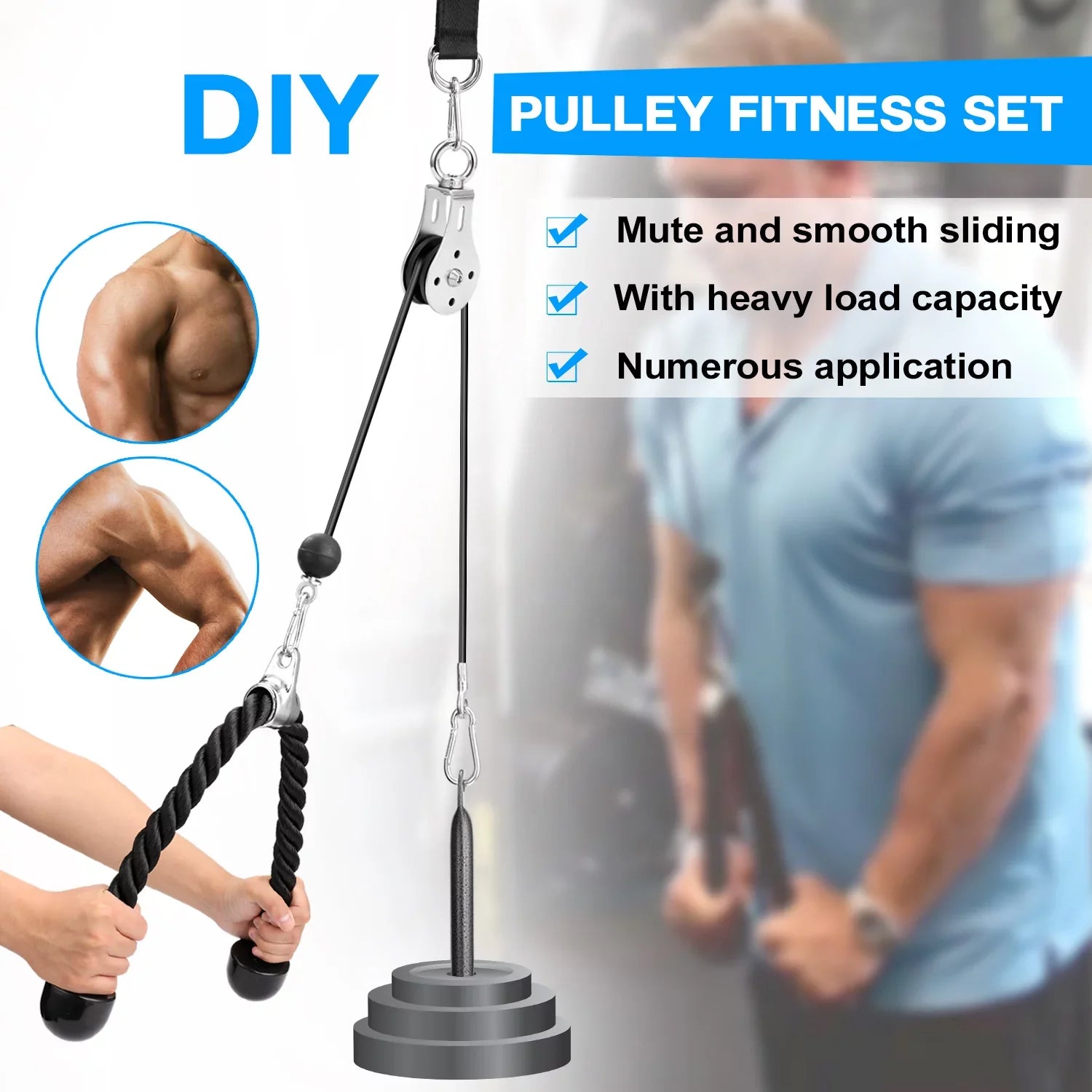 Pulley Fitness DIY Strength Loading Arm Lifting System Blaster Cable Equipment Machine Lixada Pin Biceps Hand Training Triceps Attachment
