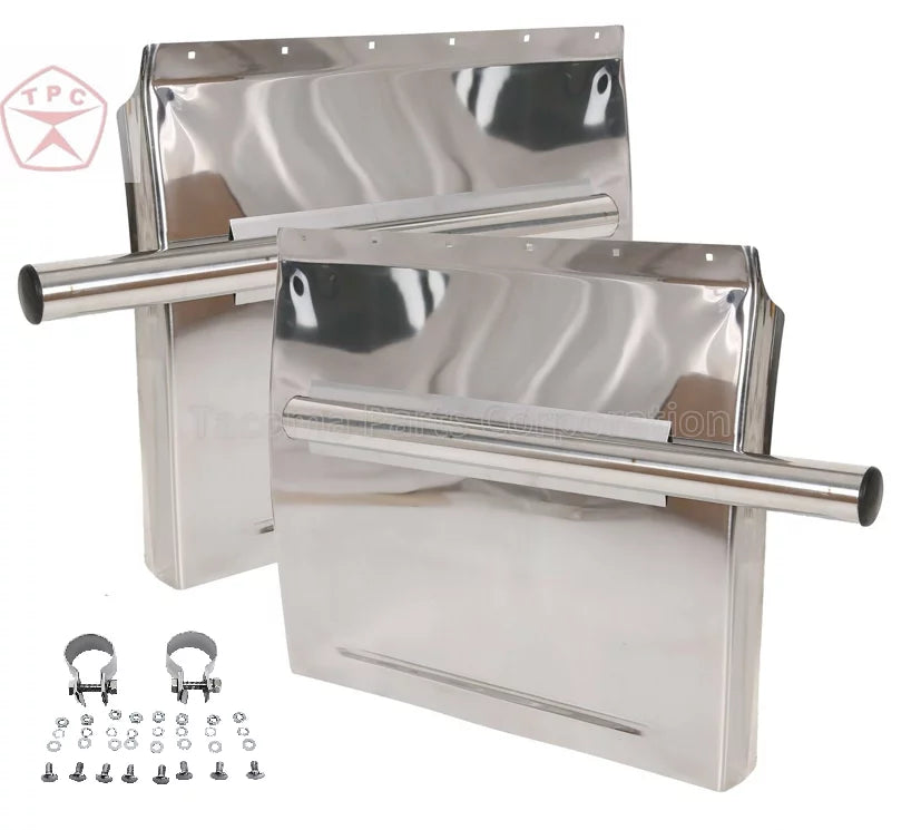 2x Set Fender Peterbilt Quarter 2x22 Kozak and 386 mounting Included Wipers Masks Windshield 24" Face For Semi Plus All x Stainless - Steel 579 Trucks 24" Hardware