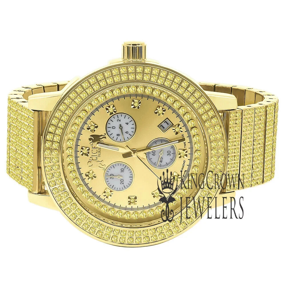 Diamond Watch Rodeo Dial Real Joe Steel Solid 54mm Canary Gold Mens Jojino Jojo Stainless Tone