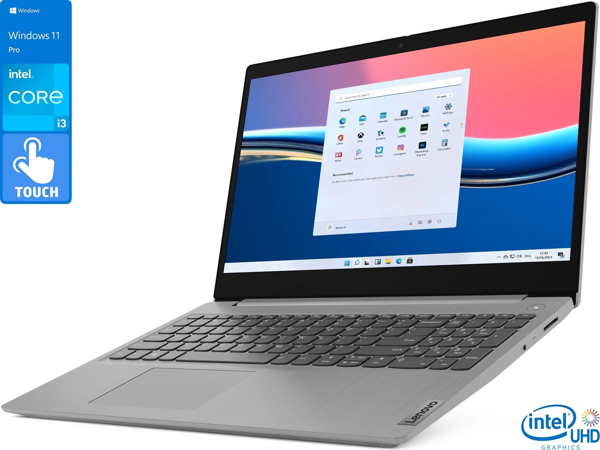 8GB S Core IdeaPad 256GB Bluetooth, Card HDMI, Touch Wi-Fi, Intel Pro HD 3 11 i3-1115G4 RAM, Laptop, Reader, Upto Lenovo Display, NVMe SSD, 15.6" Windows 4.1GHz,