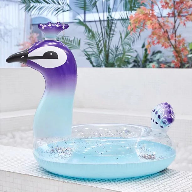 with Floaties Water Valves Raft Party Fast Fun Beach Float Inflatable Swim Decorative for Glitter 48 Pool Game Lounge Toys Designed | Peacock Inch Kids Malai