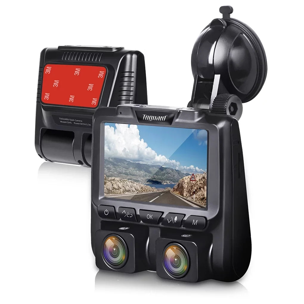 Dash Black 1080P+1080P Camera Front Cams and Inside LCD 3" Cam, Car Dashboard Dual Camera TOGUARD Dash Full HD