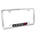 License Nameplate Fiber Stainless Frame Real Steel Carbon Honda Chrome Si Civic