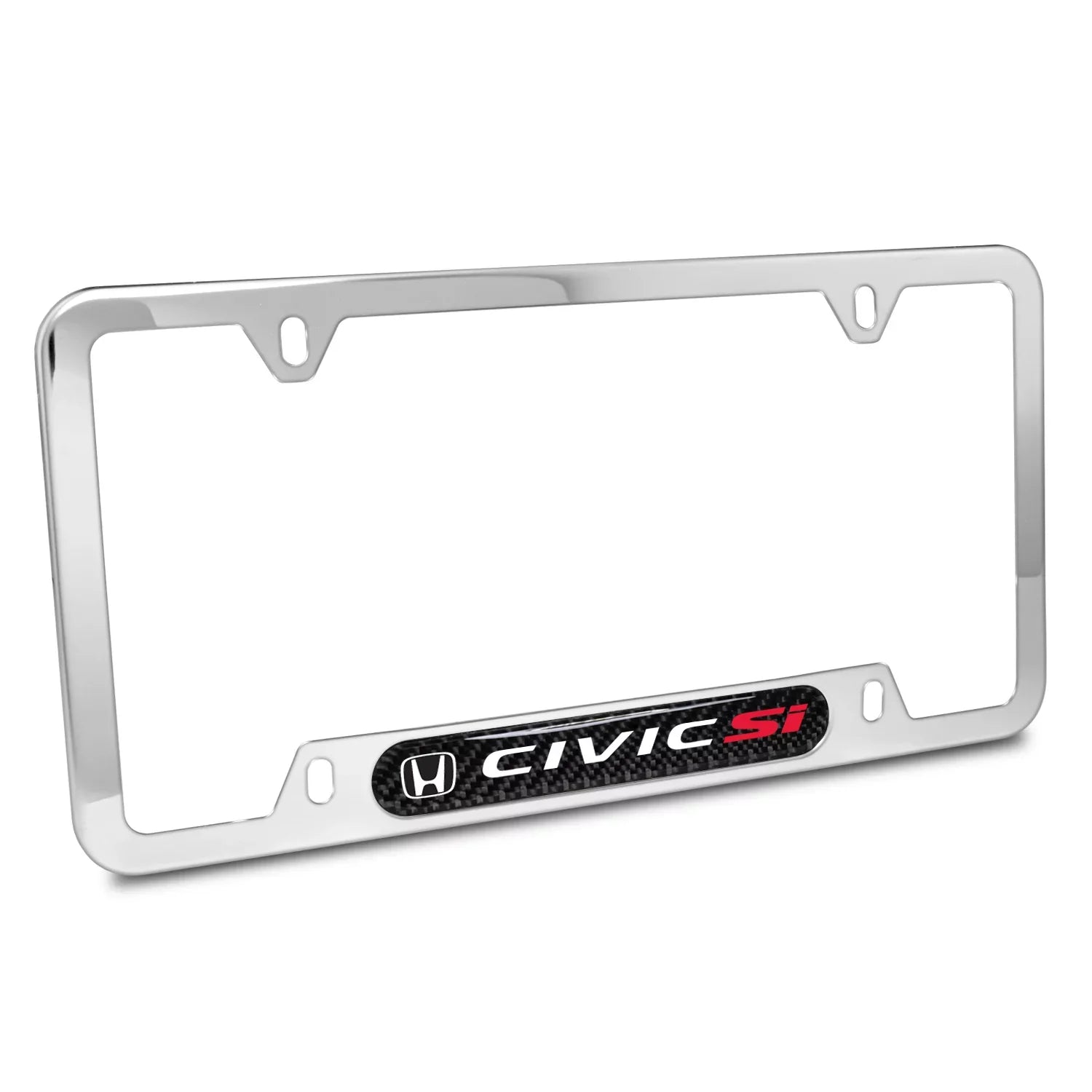 License Nameplate Fiber Stainless Frame Real Steel Carbon Honda Chrome Si Civic