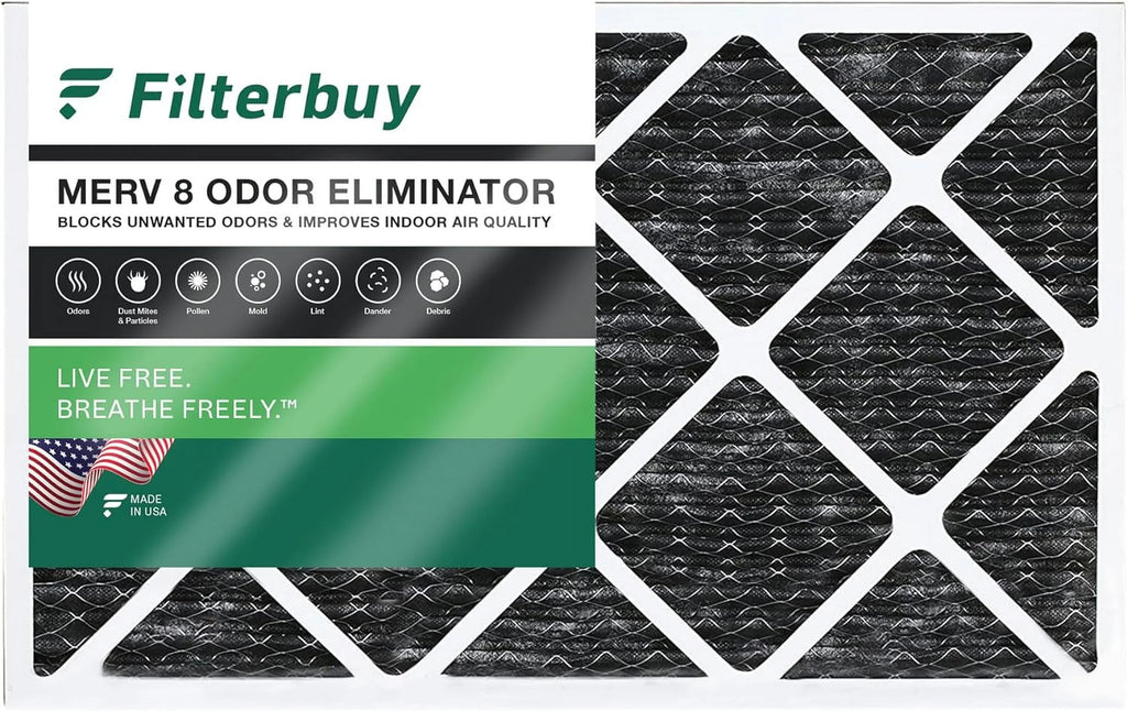 18x30x1 Air Filterbuy Activated with Odor Pleated Furnace Carbon AC Eliminator HVAC Filters 8 MERV (1-Pack)