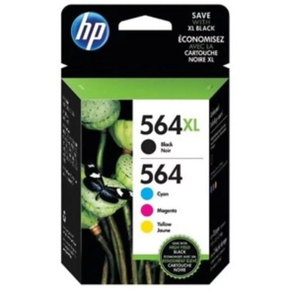 HP and 4 564 564XL Cyan/Magenta/Yellow Ink HP of High-Yield Black Pack Cartridges,