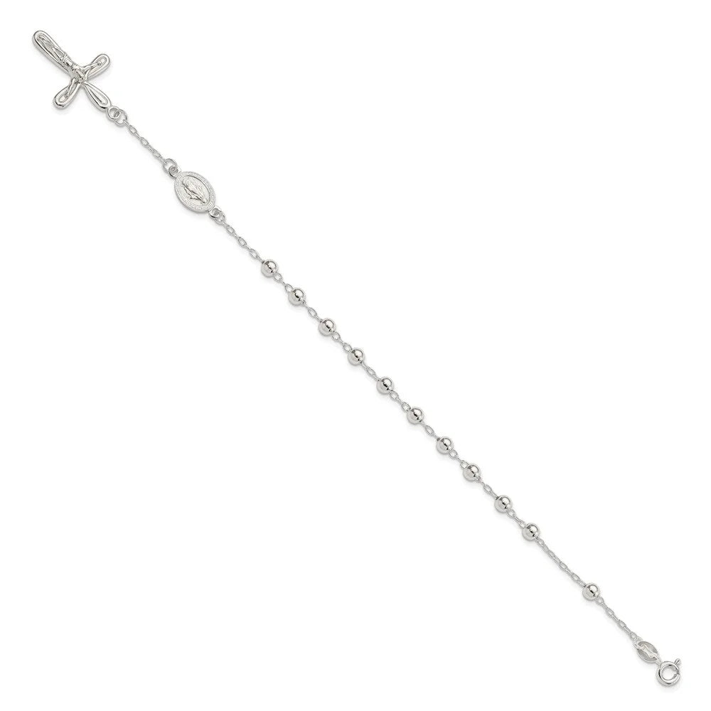 Rosary for Single 7.5inch Women Decade Auriga Silver Fine Bracelet Beaded 925 Jewelry Sterling