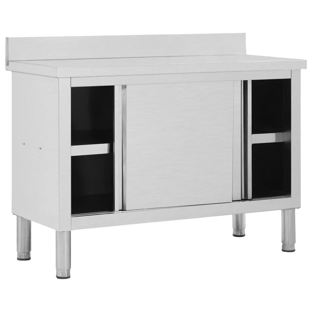 Doors with Work Sliding 47.2"x19.7"x37.4" Table Steel Stainless
