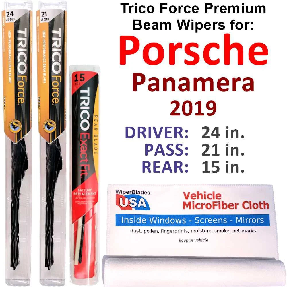 2019 Turismo Wiper 3) Beam Turbo Performance (Set of w/Rear Sport Panamera Porsche Wipers