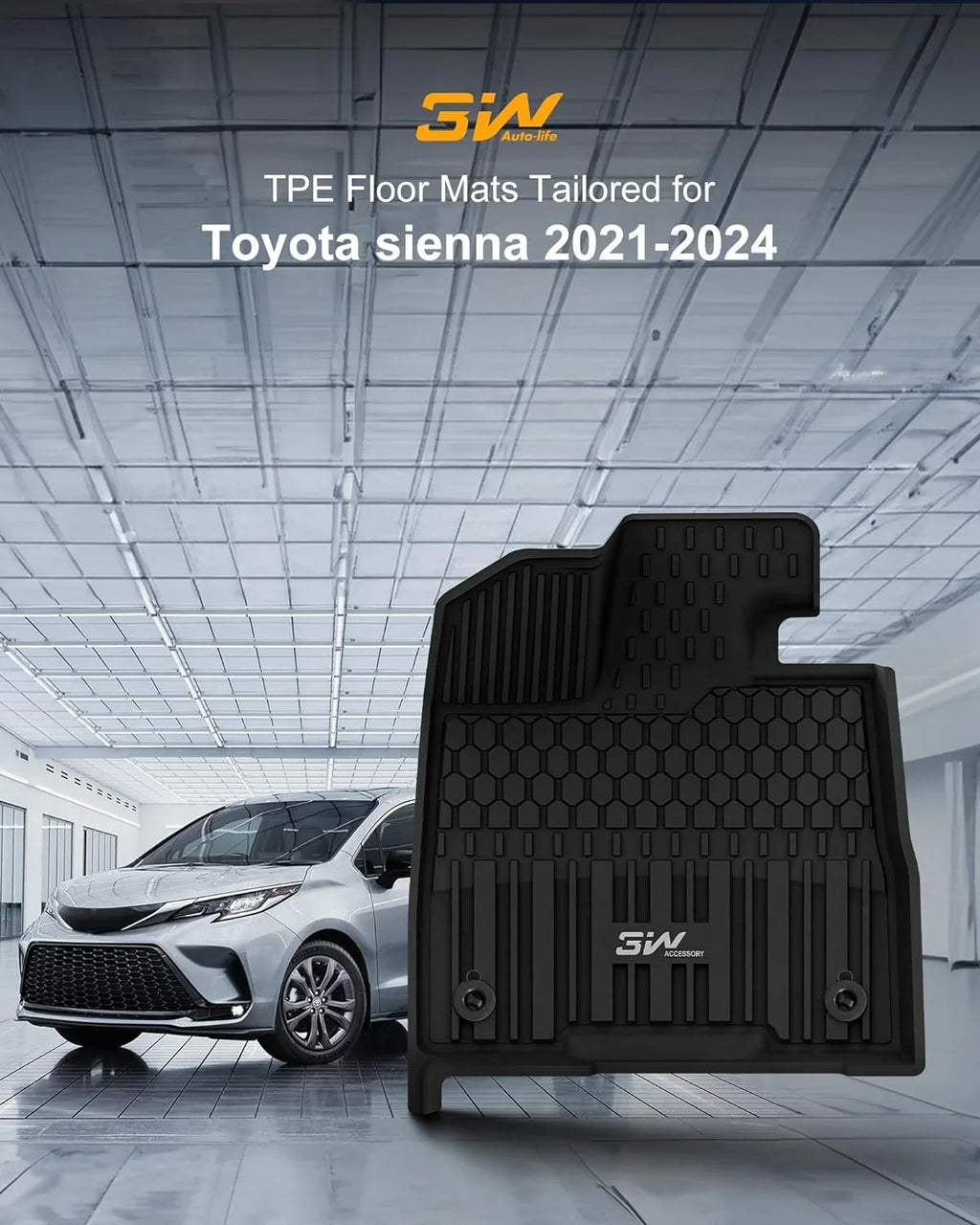 Liner fit Sienna weather Car All Seat for Mats 7 Toyota 7 2021-2024 Floor seat TPE Floor Sienna 3W