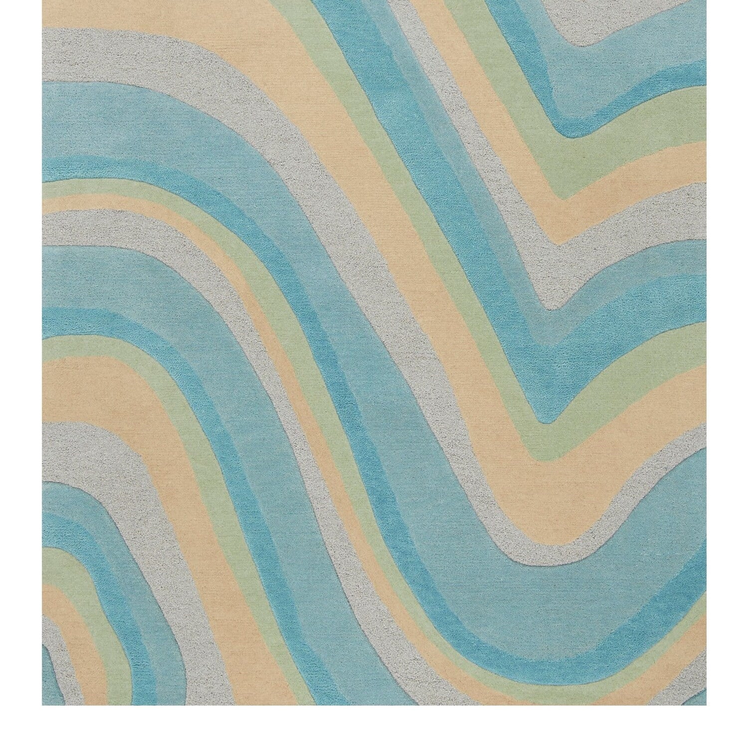 12'3" HomeRoots Rug 9'3" Tufted Blue Beige Runner Ocean Hand 8' Abstract - Waves x
