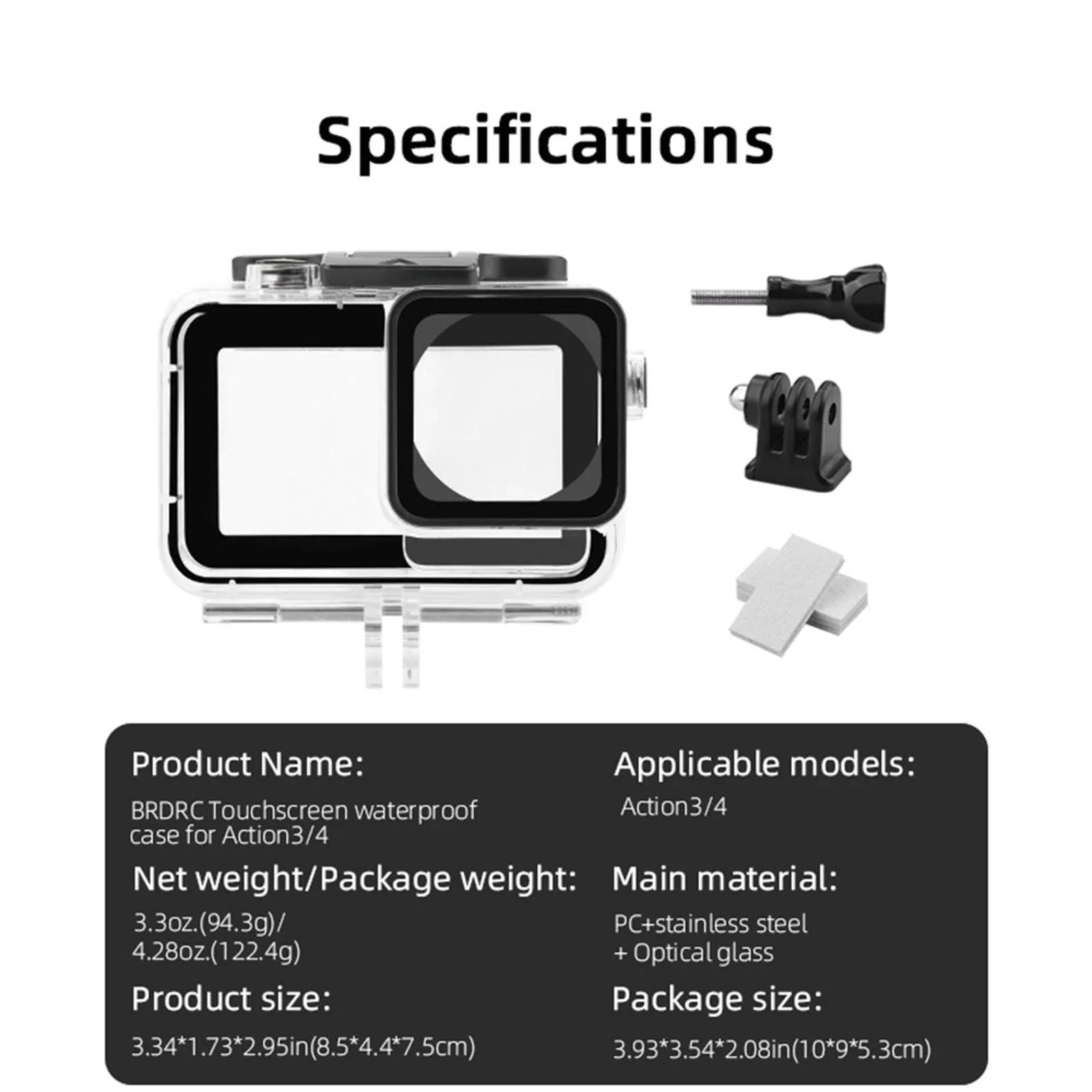 4 PC Stainless DJI Transparent Case Diving Action Waterproof Steel for 3 Case Camera