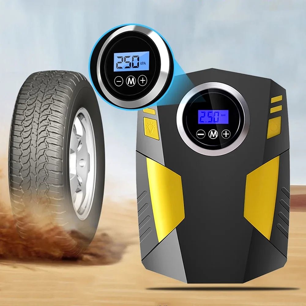 LED Air Car Compressor with Auto Portable Light, Pump, Geevorks 12V Inflator Digital Tire