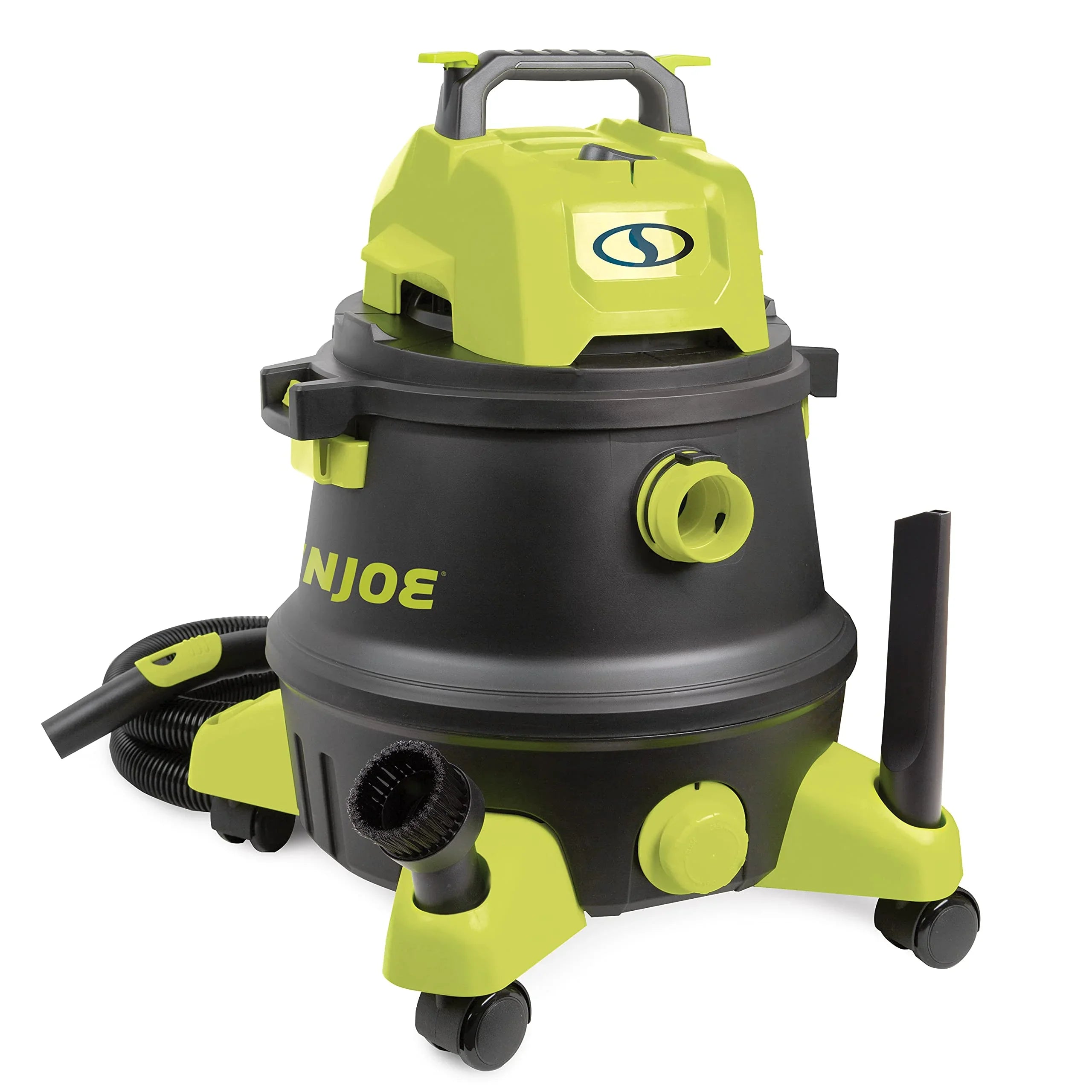 Peak Wheeled 8-Gallon Black/Green w/Cleaning Joe Shop Vacuum, Attachments, (Refurbished) Restored Wet/Dry 1200-Watt HP Filtration, 6.5 HEPA Sun SWD8000