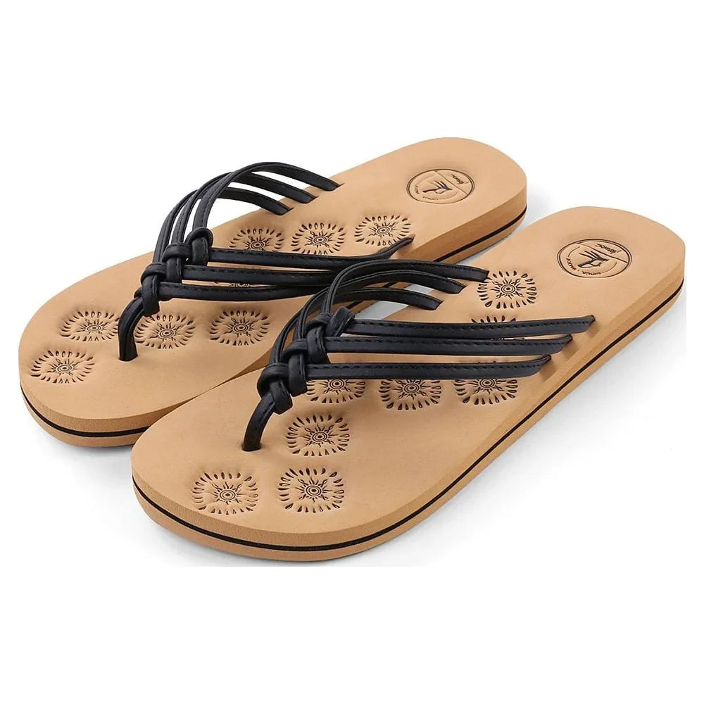 Walking Outdoor Life Casual Indoor or Flop AERUSI Flip Sandals (Black) Livi Women's