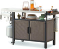 with Table Stainless Indoor Rolling SUSIMOND and Shelf Wheels Countertop, Kitchen Outdoor Storage with Steel Side Cart Cabinet for XL 53-Inch Worktable Dining Island