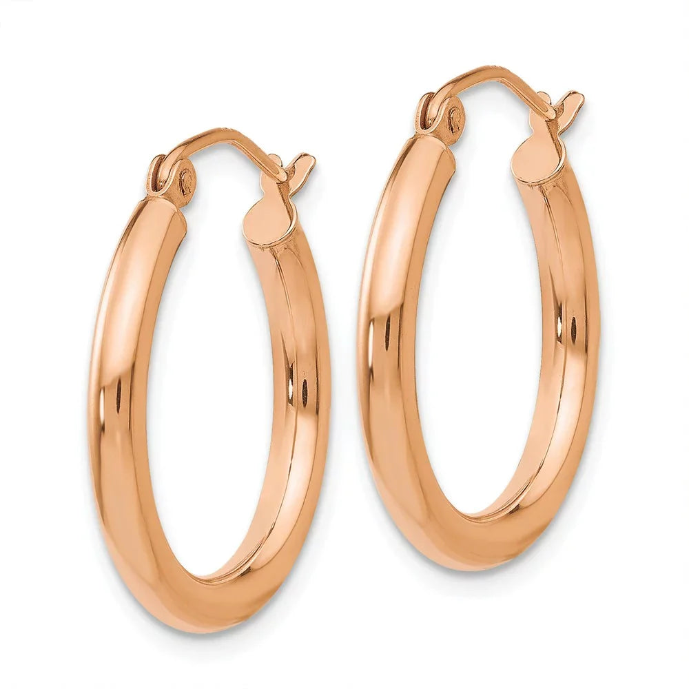 Real Adults for Women 2.5mm Earrings; and 14kt Rose Teens; Lightweight Gold Hoop for Men and Polished Tube