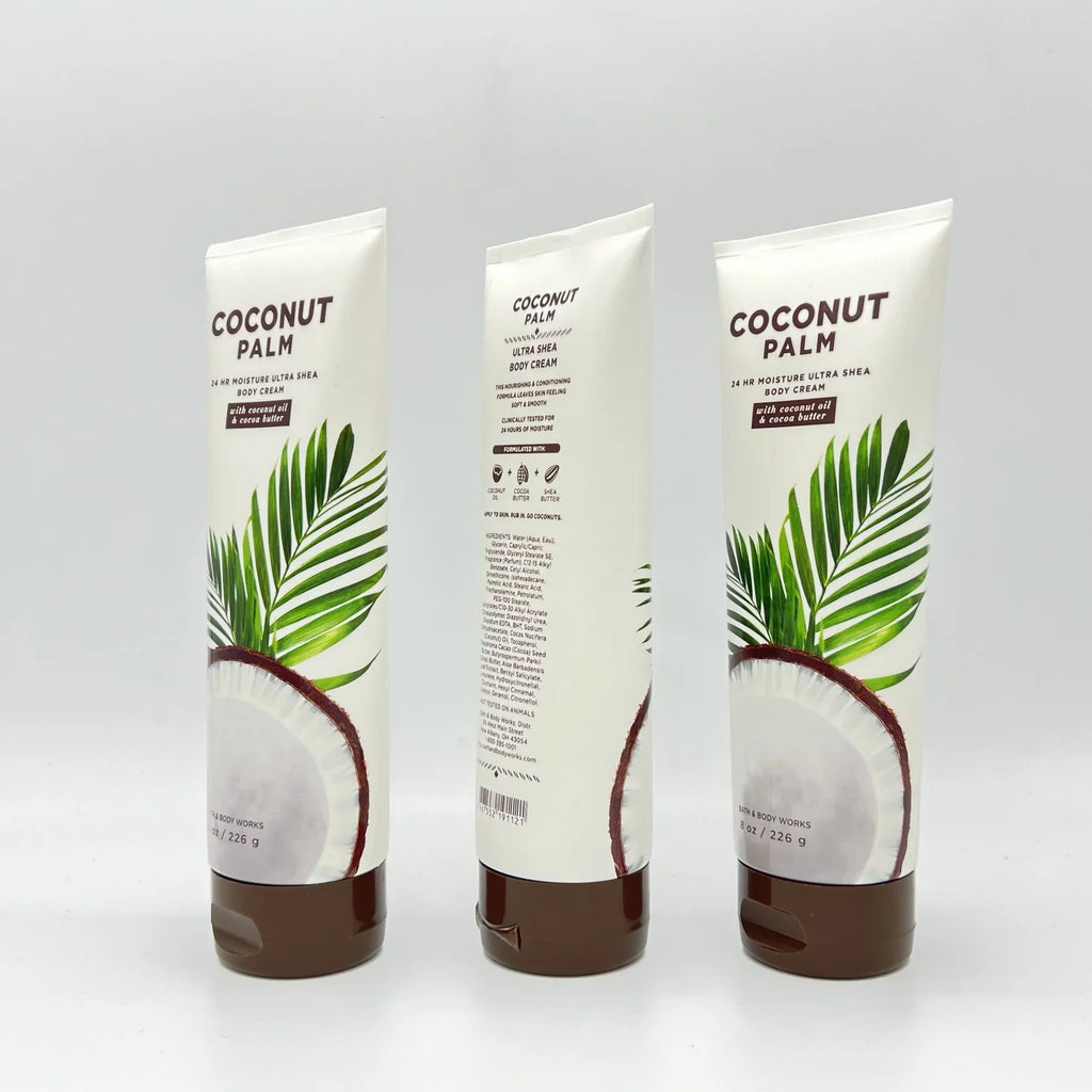 Cocoa 8oz & Works 3 Body Coconut Cream Butter, Moisture 24-Hour with Pack Body Bath Shea & Palm Oil of Coconut Ultra