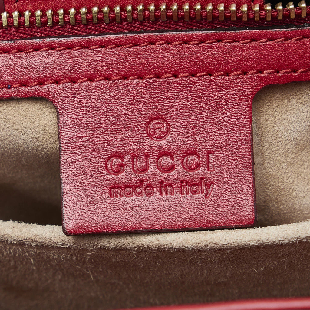 Pre-Owned Gucci Leather Red Unisex Calf Sylvie Authenticated Satchel (Good)